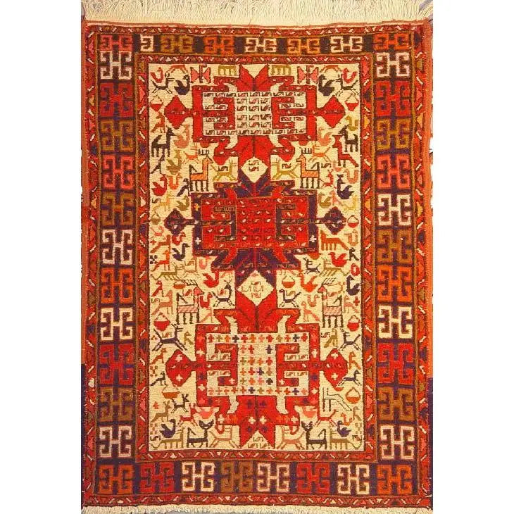 One Of The Kind Hand-Knotted Kilim Soumak 4'9" X 3'5"